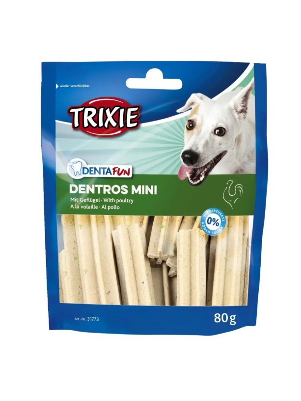 Лакомство для собак Trixie Denta Fun Dentros Mini, с домашней птицей, 80 г (31773)