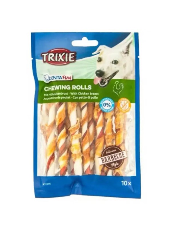 Лакомство для собак Trixie DENTAfun Палочка для чистки зубов, барбекю курица, 12 см, 10 шт., 80 г (31376)