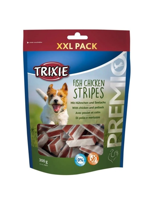 Лакомство для собак Trixie Premio Chicken and Pollock Stripes XXL Pack, с курицей и рыбой, 300 г (31803)
