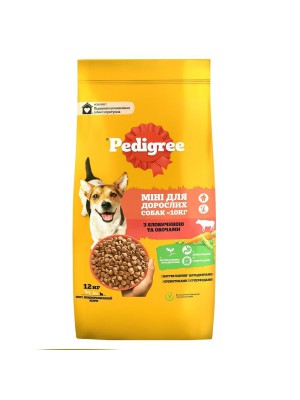 Сухой корм для взрослых собак маленьких пород Pedigree, говядина и овощи 12 кг