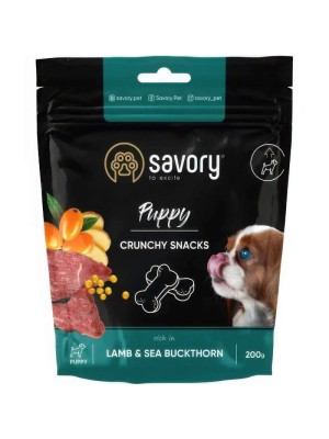 Ласощі Savory Puppy Crunchy Snack з ягням та обліпихою для цуценят 200 г (31379)