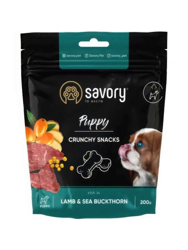Лакомства Savory Puppy Crunchy Snack с ягненком и облепихой для щенков 200 г (31379)