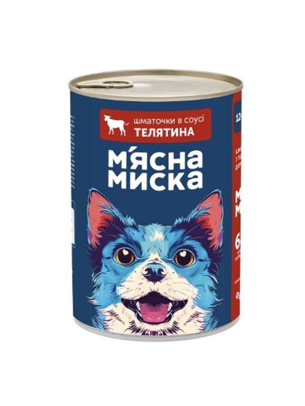 Влажный корм для собак Мясная Миска кусочки в соусе с телятиной 1240 г