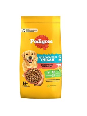 Сухой корм для взрослых собак Pedigree с говядиной и овощами 12 кг