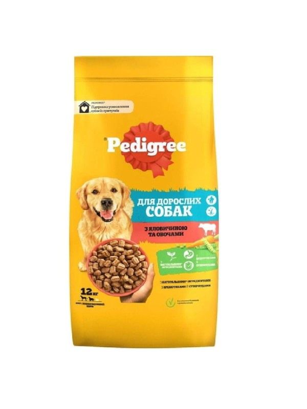 Сухой корм для взрослых собак Pedigree с говядиной и овощами 12 кг