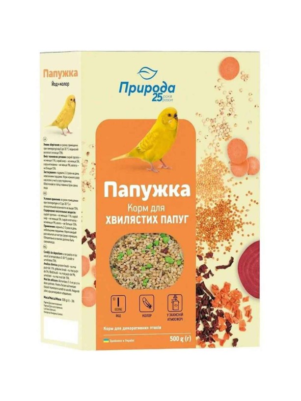 Корм для волнистых попугаев Природа Папужка, Йод та колор 500 г (PR241085)