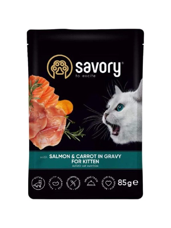 Вологий корм Savory Kitten Salmon для кошенят, лосось у соусі 85 г
