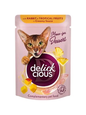Delickcious (Делишес) Rabbit Tropikal Fruits 85 г влажный корм для кошек кролик тропические фрукты в соусе