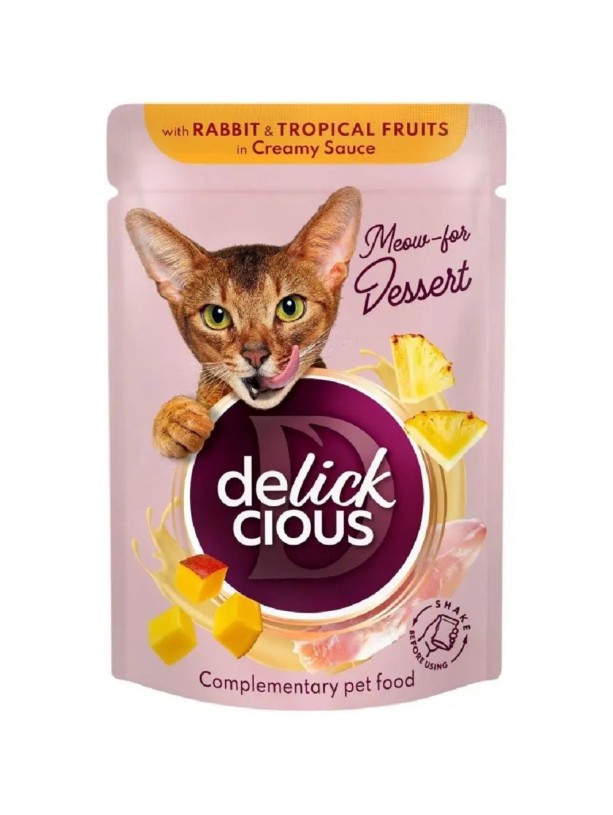 Delickcious (Делішес) Rabbit Tropikal Fruits 85 г вологий корм для котів кролик тропічні фрукти у соусі
