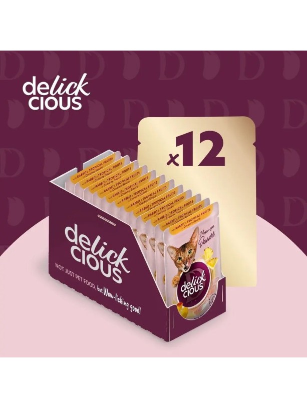 Delickcious (Делішес) Rabbit Tropikal Fruits 85 г вологий корм для котів кролик тропічні фрукти у соусі