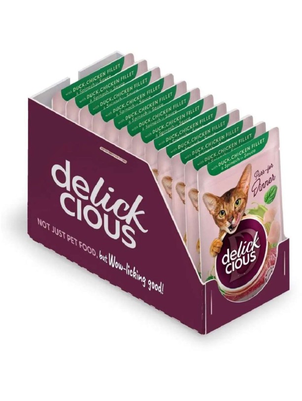 Delickcious (Делішес) Dusk Chicken Fillet 85 г вологий корм для котів качка курка шматочки у соусі