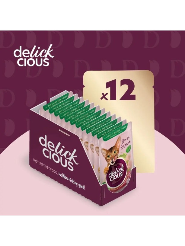 Delickcious (Делішес) Dusk Chicken Fillet 85 г вологий корм для котів качка курка шматочки у соусі