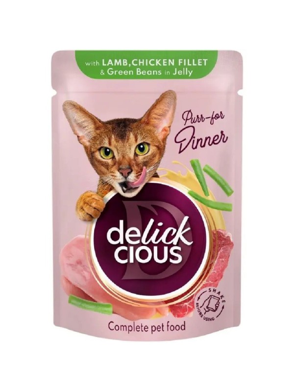 Delickcious (Делішес) Lamb Chicken Fillet 85 г вологий корм для котів ягня курка шматочки у желе