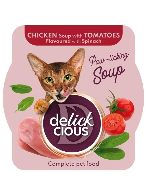 Delickcious (Делішес) Soup Chicken Tomatoes 80 г вологий корм для котів суп з куркою та томатами