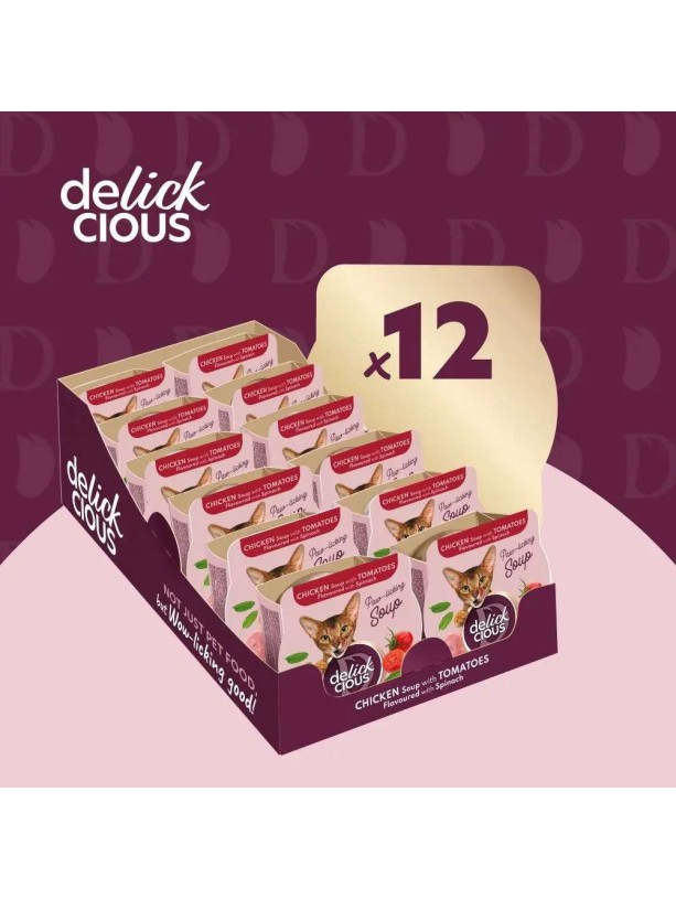 Delickcious (Делишес) Soup Chicken Tomatoes 80 г влажный корм для кошек суп c курицей и томатами