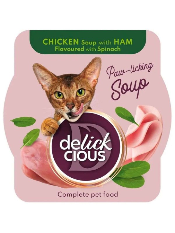 Delickcious (Делішес) Soup Chicken Ham 80 г вологий корм для котів суп з куркою та шинкою