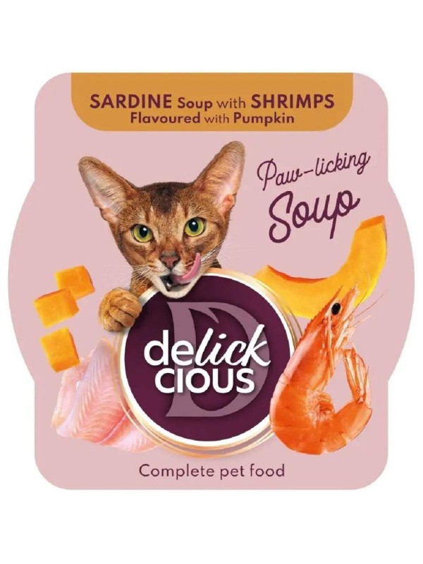 Delickcious (Делішес) Soup Sardine Shrimps 80 г вологий корм для котів суп з сардиною та креветками