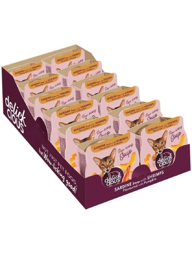 Delickcious (Делишес) Soup Sardine Shrimps 80 г влажный корм для кошек суп c сардиной и креветками