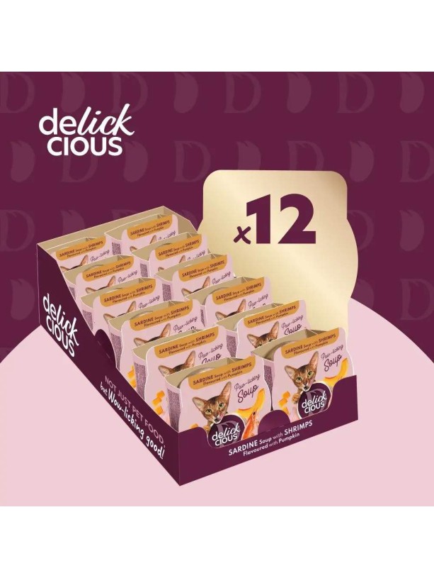 Delickcious (Делишес) Soup Sardine Shrimps 80 г влажный корм для кошек суп c сардиной и креветками