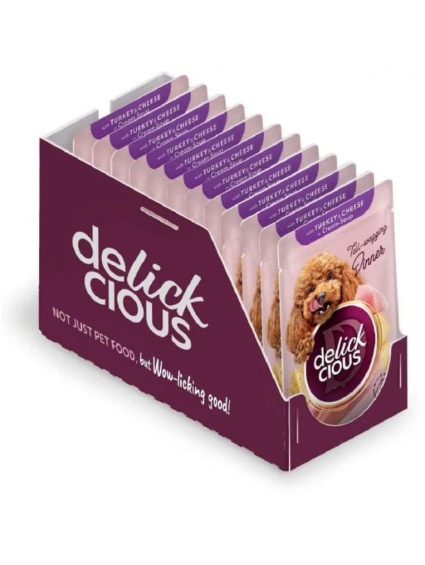 Delickcious (Делишес) Dog Turkey Cheese Soup 85 г влажный корм для собак индейка сыр суп