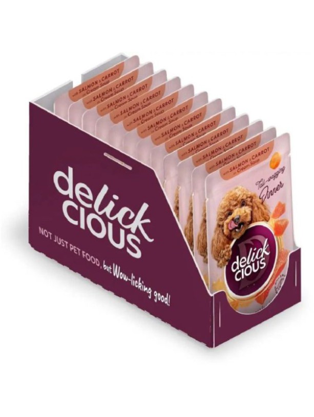 Delickcious (Делишес) Dog Salmon Carrot Soup 85 г влажный корм для собак индейка сыр суп
