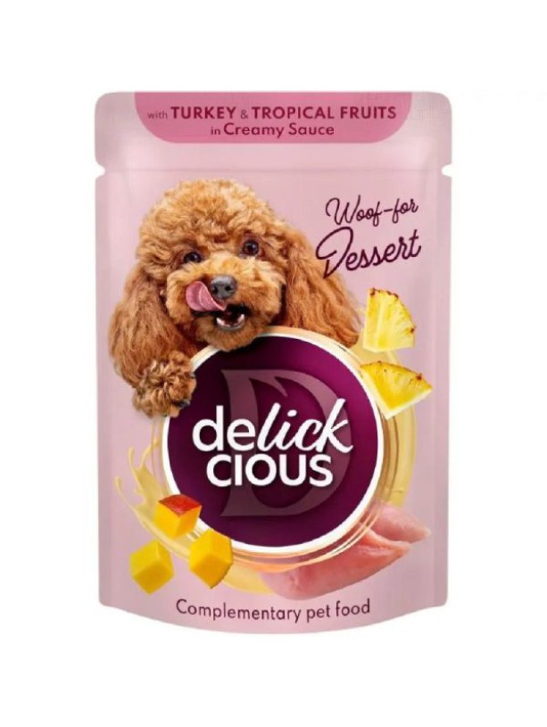 Delickcious (Делишес) Dog Turkey Tropical Fruits 80 г влажный корм для собак индейка тропические фрукты соус