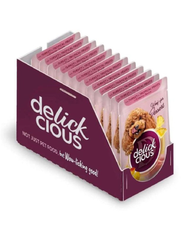 Delickcious (Делишес) Dog Turkey Tropical Fruits 80 г влажный корм для собак индейка тропические фрукты соус