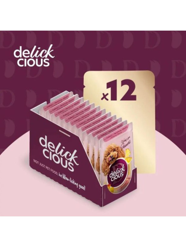 Delickcious (Делишес) Dog Turkey Tropical Fruits 80 г влажный корм для собак индейка тропические фрукты соус