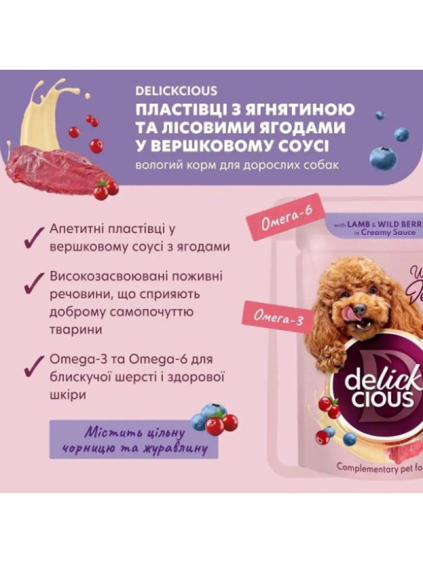 Delickcious (Делішес) 85 г вологий корм зі смаком борщу з яловичиною для котів і собак
