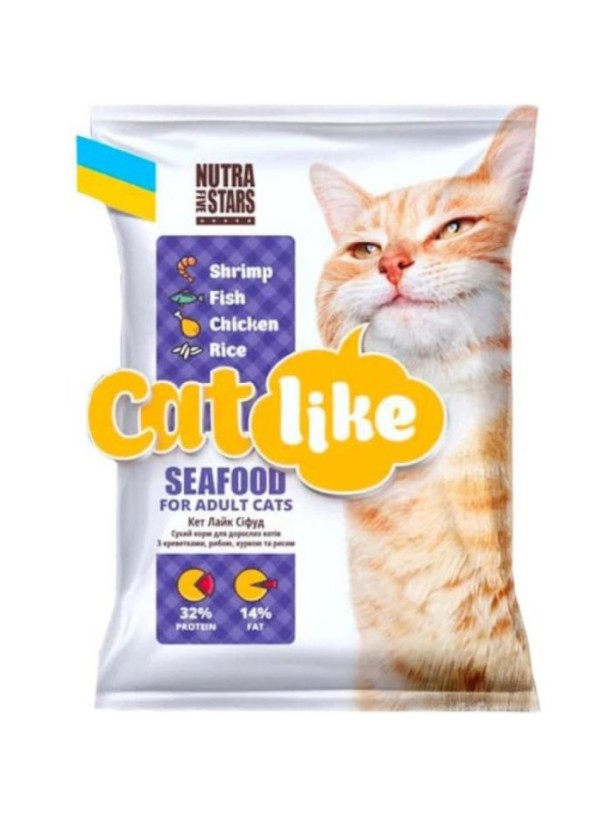 Nutra 5 stars, Cat like Seafood для котов с креветкой, курицей, рыбой и рисом 10 кг