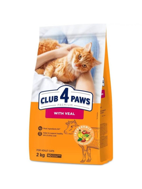 Клуб 4 Лапи Premium Veal 2 кг сухий корм для котів з телятиною