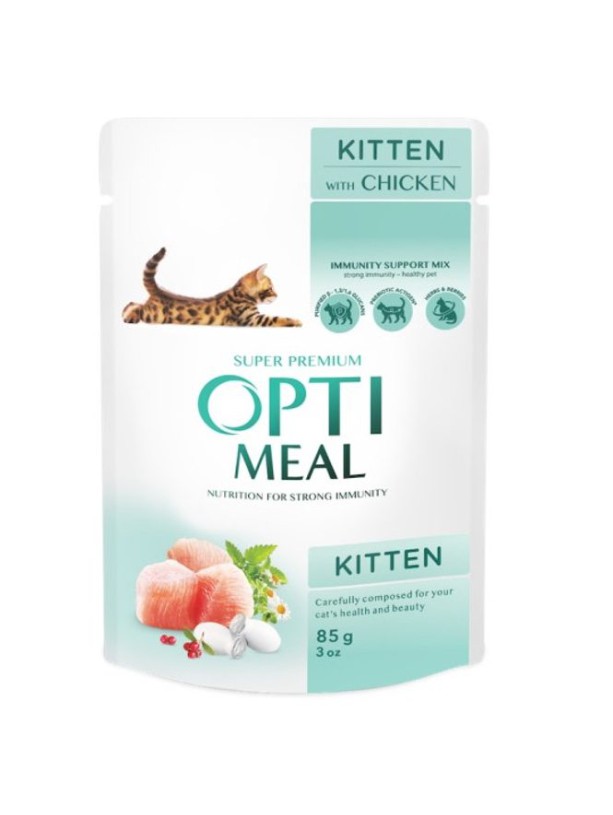 Optimeal Cats Kitten Chicken 85 г влажный корм с курицей для котят
