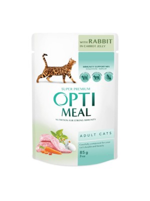 Optimeal Rabbit in Carrot Jelly 12х85 г влажный корм с кроликом в морковном желе для кошек