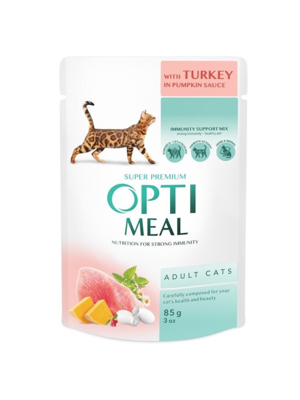 Optimeal Turkey Pumpkin Sauce з індичкою в гарбузовому соусі для котів 12х85 г