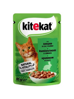 Влажный корм Kitekat для кошек с кроликом в соусе 28*85 г