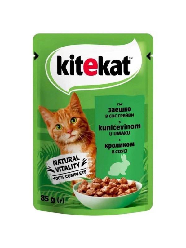 Вологий корм Kitekat для котів з кроликом у соусі 28*85 г