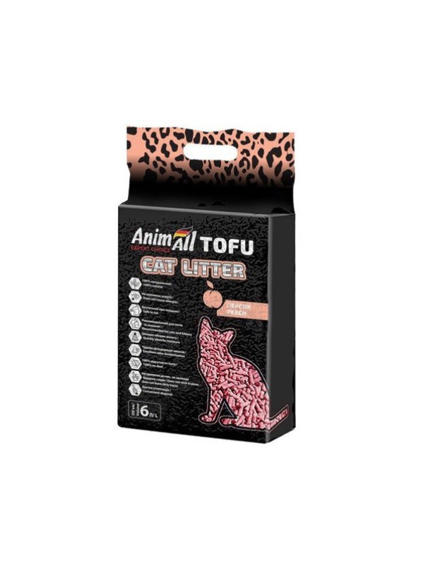 Наполнитель соевый AnimАll Тофу для кошачьего туалета с персиком 6 л /2.6 кг