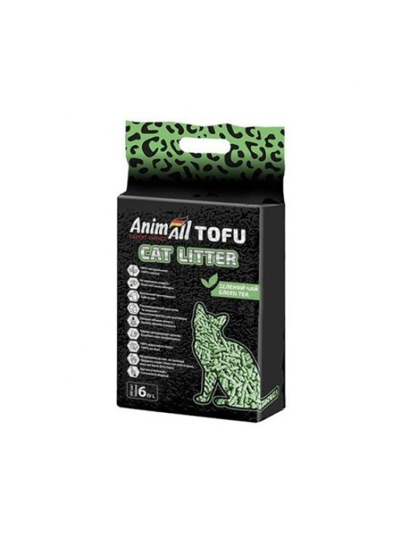 Наповнювач соєвий AnimАll Тофу для котячого туалету зелений чай 6 л/2.6 кг