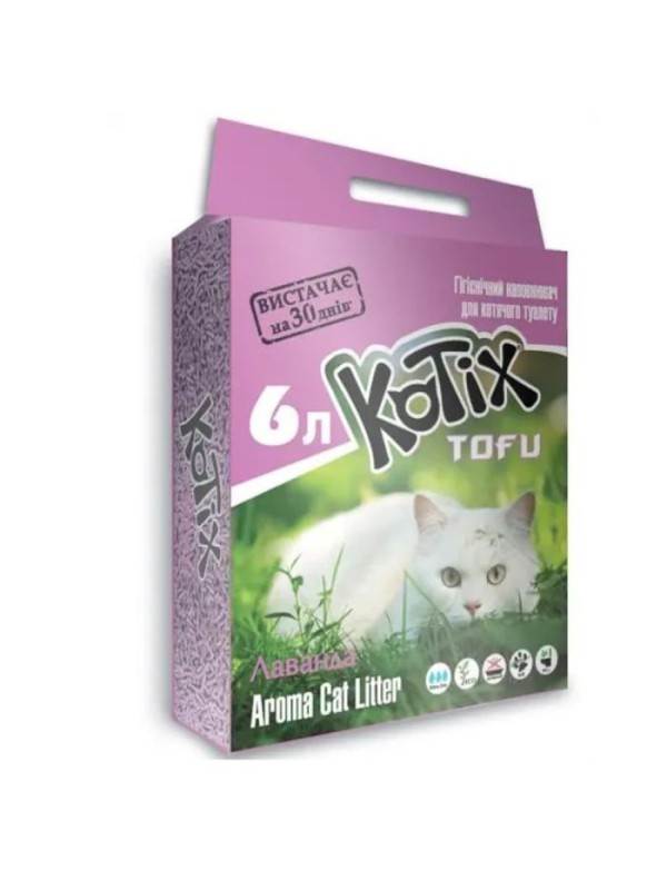 Наповнювач соєвий Kotix Tofu Lavender Тофу для котячого туалету лаванда 6 л/2.6 кг