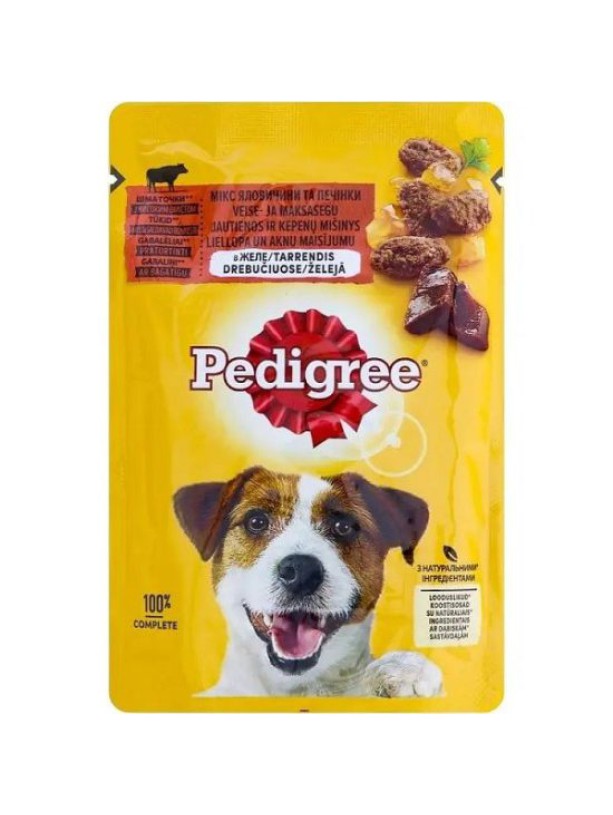 Pedigree Сhicken пауч для собак с говядиной и печенью в желе 24*100 г