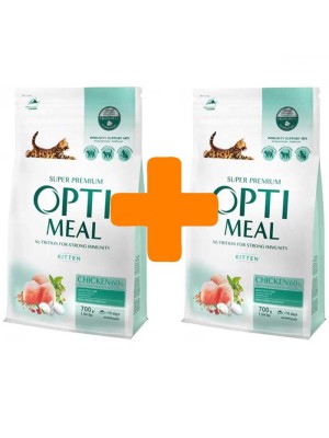 Акция Optimeal Kittens Chicken для котят с курицей 700г+700г