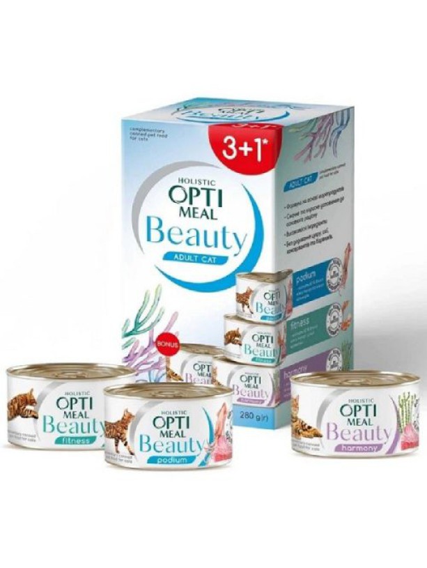 Optimeal Cat Beauty 3+1 340 г влажный корм для кошек набор