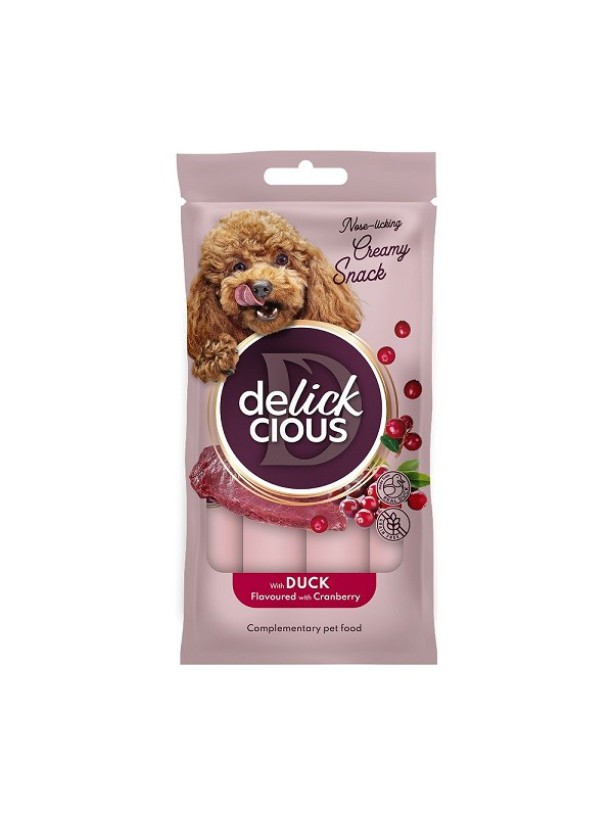 Лакомство Delickcious (Делишес) Creamy Snacks 4шт*15г для собак с уткой и добавлением клюквы
