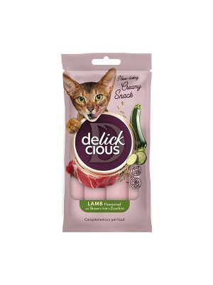 Ласощі Delickcious (Делішес) Creamy Snacks 4шт*15г для котів ягня з додаванням коричневого рису та цукіні