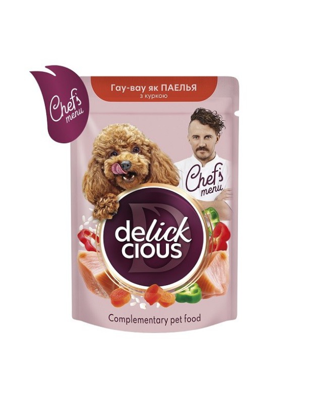 Delickcious (Делишес) 85 г влажный корм со вкусом паэлья с курицей для собак