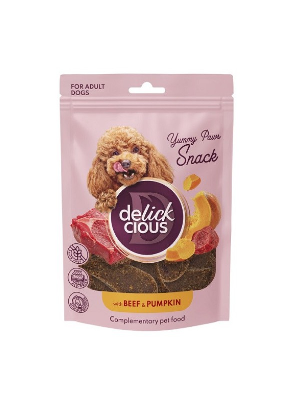 Delickcious (Делішес) сушені снеки для собак з яловичиною та гарбузом 80 г