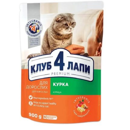 Клуб 4 Лапы premium chicken для кошек с курицей 900 г