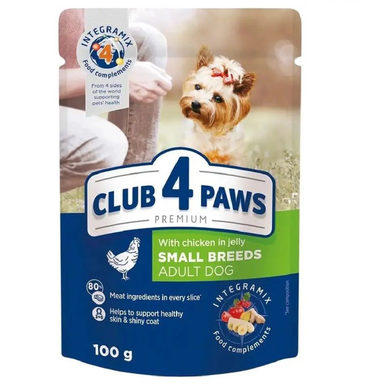 Клуб 4 Лапы premium small с курицей для собак в желе 24х100 г