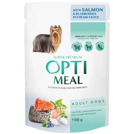 optimeal adult dogs salmon & blueberries in cream sauce для собак с лососем 12x100г