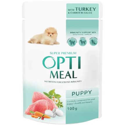 optimeal puppy turkey carrot in sauce для щенков с индейкой и морковью в соусе 12x100г